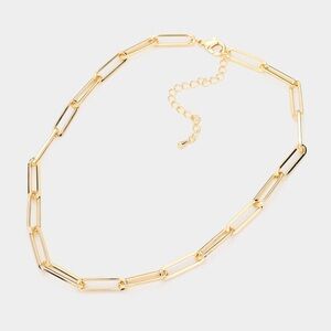 Gold Paperclip Open Link Necklace